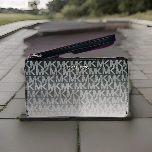 Michael Kors Handbag Jet Set Travel Zip Wallet Ombré Navy Mk Handbag - Picture 7 of 9